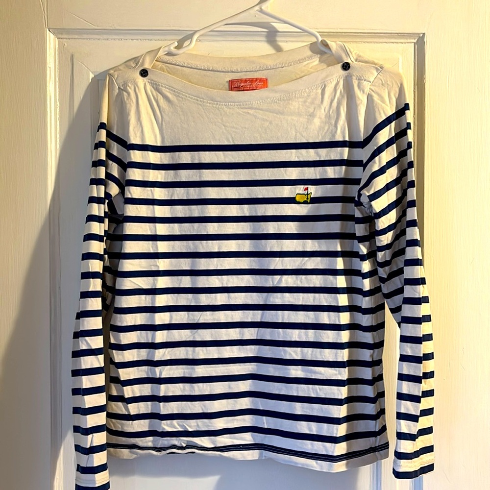 Medium Long sleeve white and navy blue Masters shirt. 2016 Magnolia Lane